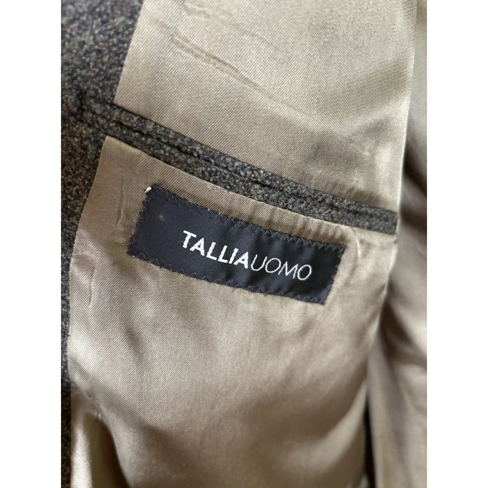 Tallia Uomo Sabbia Blazer Mens 46 Khaki Tweed Wool Blend Made in USA UNION